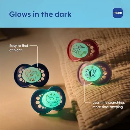 MAM Original Baby Pacifiers 6-16 Months, Glow-in-the-Dark, 4-Pack | Developed with Pediatric Dentists thumbnail 4