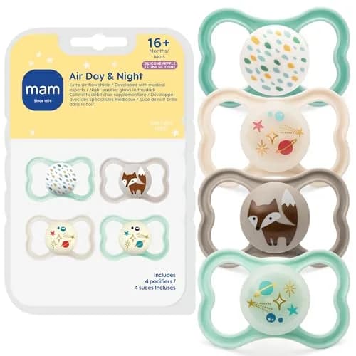 MAM Air Pacifier 16+ Months Extra Air Flow Sensitive Skin 4 Pack | Gentle Breathable Comfort thumbnail 1