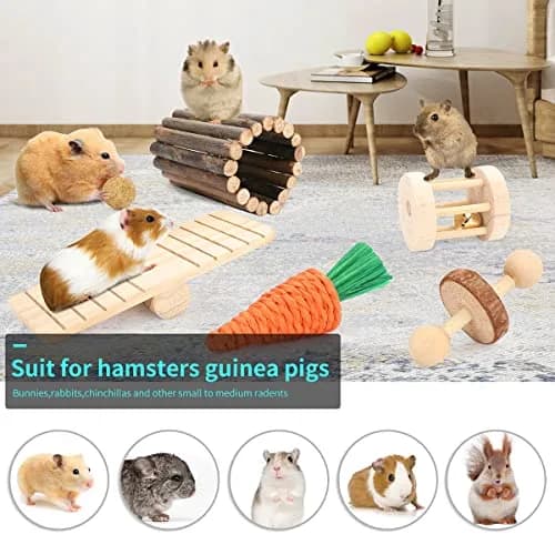 YIXUND Small Animal Chew Toys Set | 12 Different Molar & Activity Toys for Hamsters, Guinea Pigs, Rabbits, Chinchillas thumbnail 3