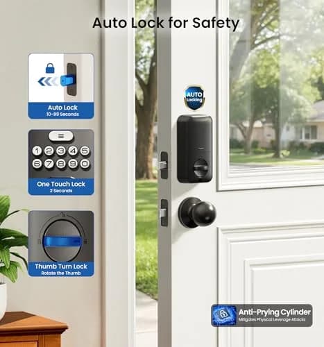 Veise KS02C Fingerprint Deadbolt Door Lock with Knob Set | Matte Black, Biometric & Keyless Entry thumbnail 4