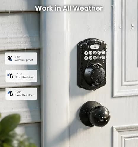 Veise KS02C Fingerprint Deadbolt Door Lock with Knob Set | Matte Black, Biometric & Keyless Entry thumbnail 9