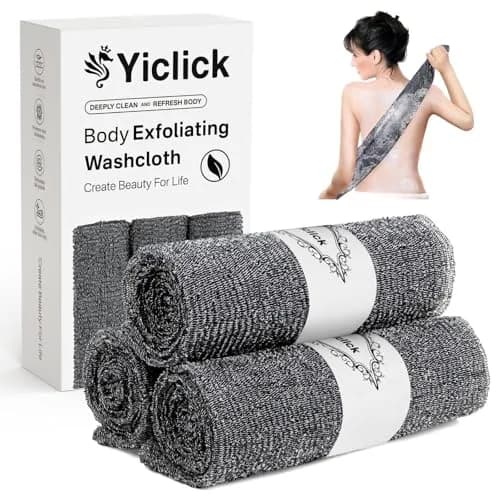 Yiclick Exfoliating Washcloth Towel Set 3 pcs Grey | Japanese Back Scrubber for Deep Exfoliation thumbnail 1