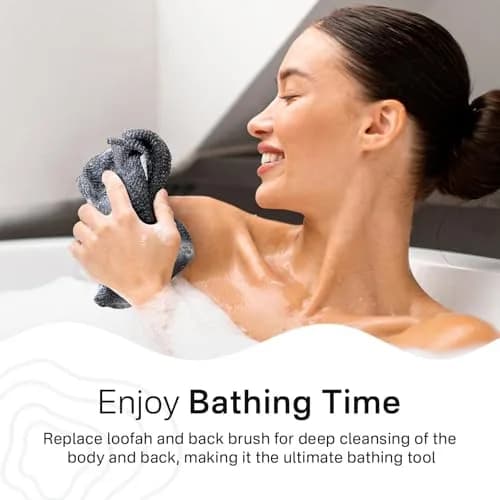 Yiclick Exfoliating Washcloth Towel Set 3 pcs Grey | Japanese Back Scrubber for Deep Exfoliation thumbnail 3