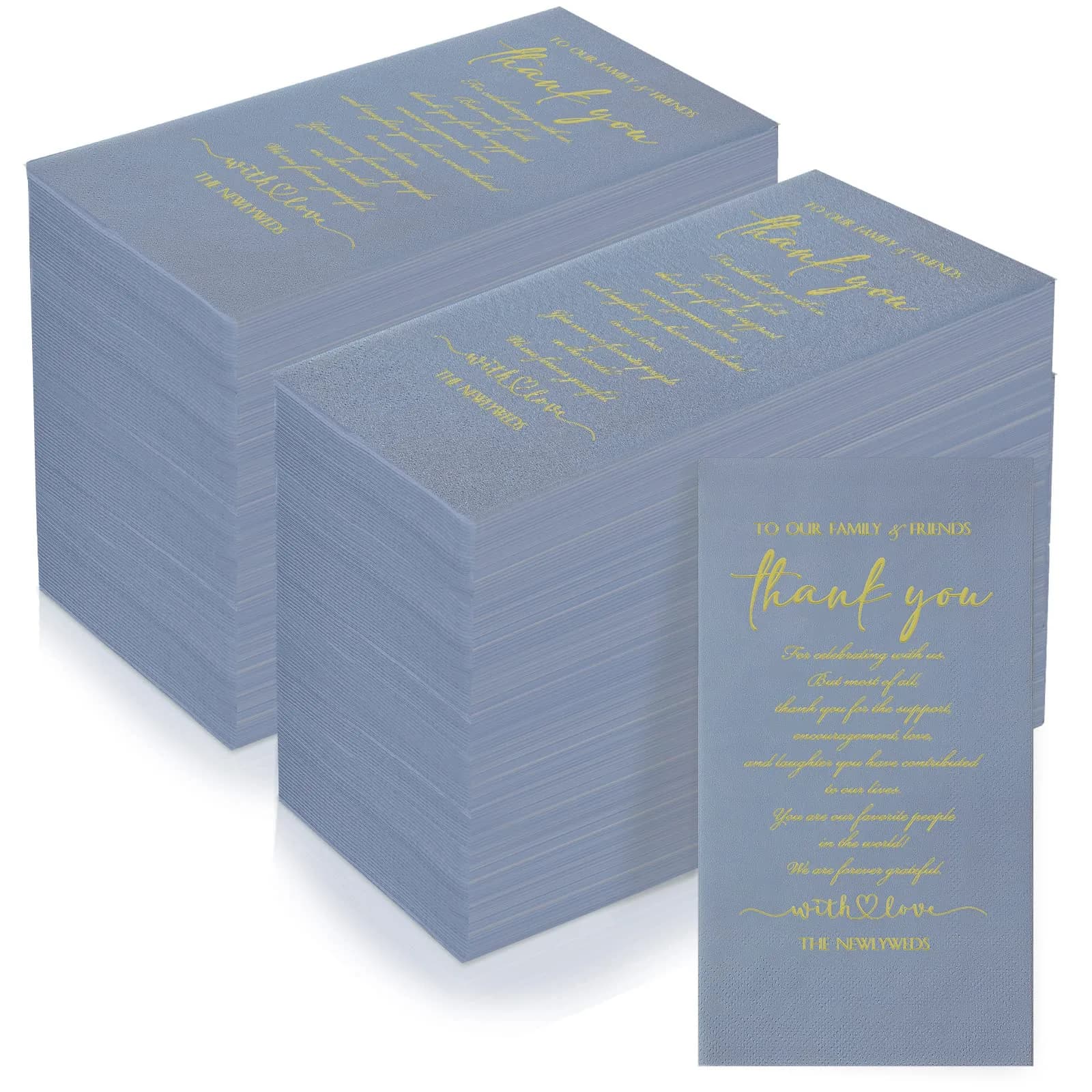 Fumete Disposable Thank You Wedding Napkins 3 Ply | Sage Green Elegant Party Tissues (13 x 15.8 inches) — Haze Blue