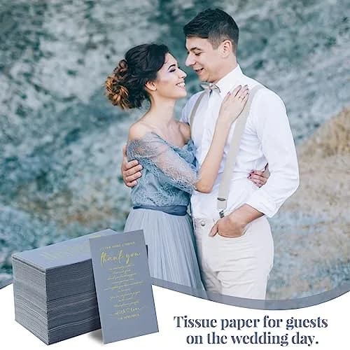 Fumete Disposable Thank You Wedding Napkins 200 Blue 3-Ply | Elegant Wedding & Party Tissues thumbnail 6