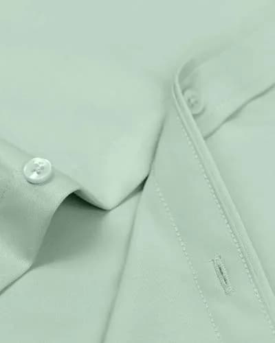 Alimens & Gentle Light Green Button Down Shirt Men's Regular Fit Long Sleeve, 95% Polyester 5% Spandex | Classic Elegance Meets Modern Chic thumbnail 5