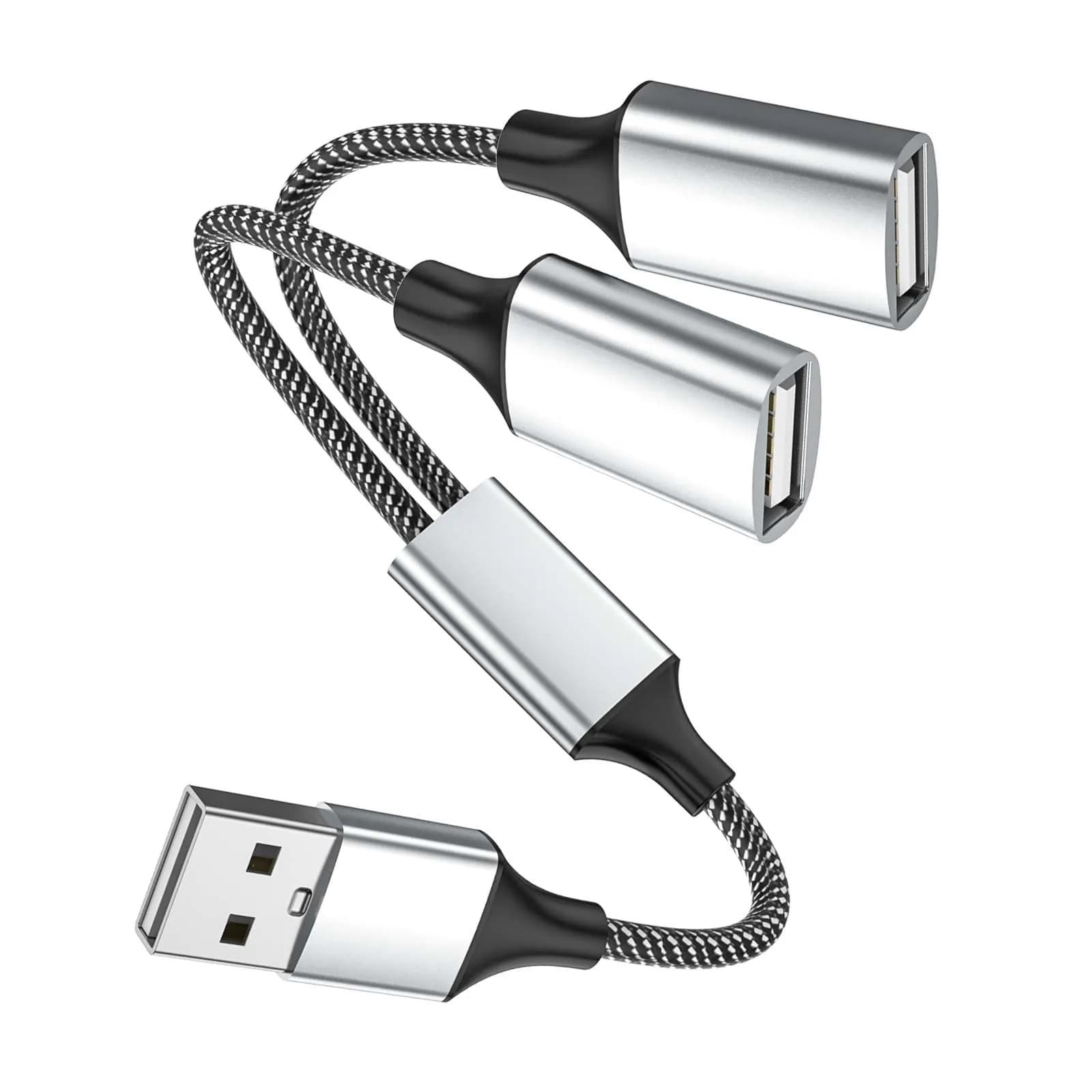Fidioto USB A Splitter 10in | Support Charging & Data Transfer, 2 Ports - main product image