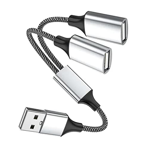 Fidioto USB A Splitter 10in | Support Charging & Data Transfer, 2 Ports thumbnail 1