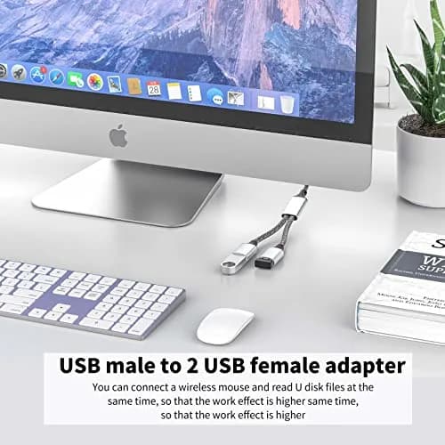 Fidioto USB A Splitter 10in | Support Charging & Data Transfer, 2 Ports thumbnail 7