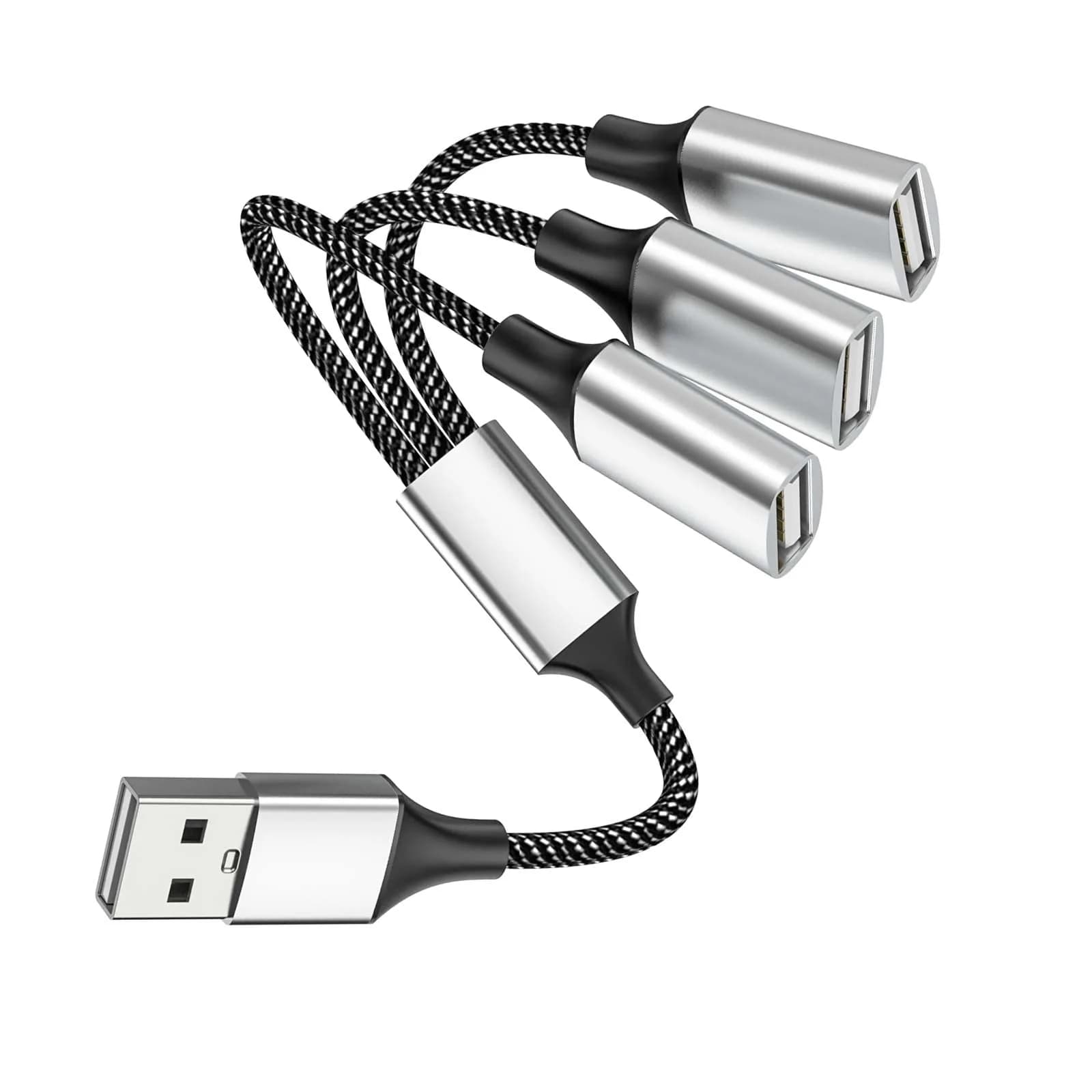 Fidioto USB Splitter Y Cable, 10in Dual USBA Ports, Data & Power Extender for Mac, Laptop, PC, Xbox Series X/S, PS4, PS5 — 1 in 3 out-10in