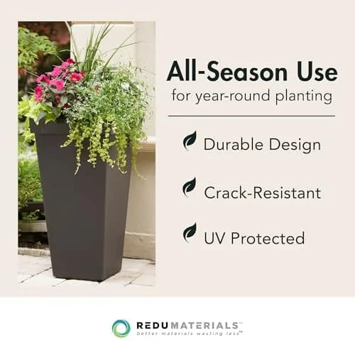Tierra Verde 2-Pack Self-Watering Square Planters, Symphony, 15" x 28" | Durable Recycled Material thumbnail 5