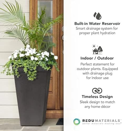 Tierra Verde 2-Pack Self-Watering Square Planters, Symphony, 15" x 28" | Durable Recycled Material thumbnail 8