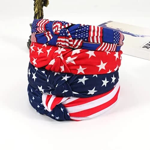 Ardorchid USA Flag Headbands 4 Pack | Patriotic Red White Blue Hair Accessories thumbnail 7