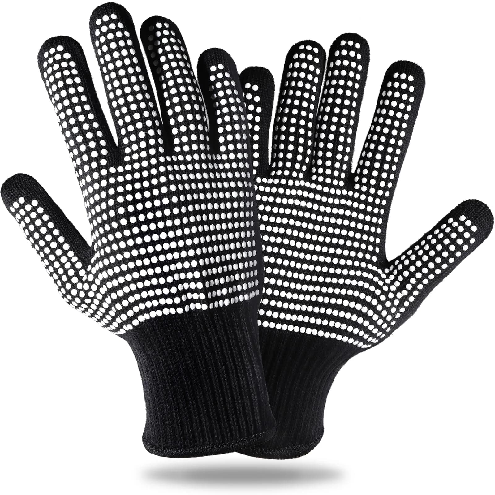 Teenitor White Heat Resistant Gloves with Silicone Bumps, 2 Pcs (22cm / 8.66 inch) | Protects Up to 482°F