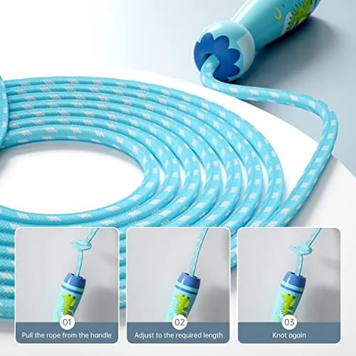 JGM Adjustable Cotton Braided Jump Rope with Wooden Handle | 2.27 kg (5 lb) Total Weight thumbnail 4