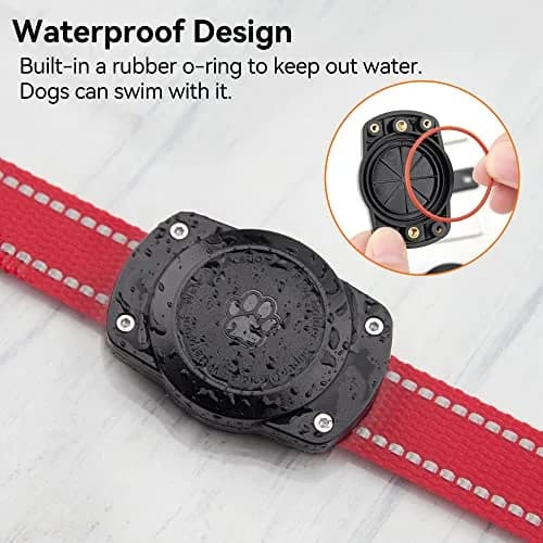 CITYWAY IPX8 Waterproof Dog Collar Holder for Airtag, Metal Back Plate - 4 Pack Black | Secure Pet Tracker Mount thumbnail 3