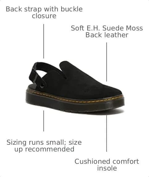 Dr. Martens Carlson Black Medium | Casual Slip-On Mule with Suede Comfort thumbnail 4