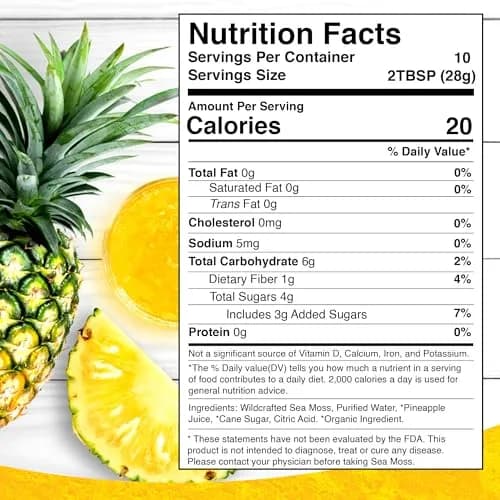WELLNESS LABSRX Pineapple Sea Moss Gel Superfood 296ml (10 oz) | Nutrient-Rich Caribbean Harvest thumbnail 4