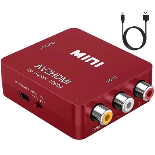 ABLEWE RCA to HDMI Converter 1080P | Plug & Play AV to HDMI Adapter for TV/PC/PS3/Xbox, Red thumbnail 1