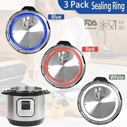 Fuator 8Qt Instant Pot Sealing Ring 3-Pack | Food-Grade Silicone Gasket for Instant Pot Duo, Lux, Ultra, Max, Nova, Smart Models thumbnail 7