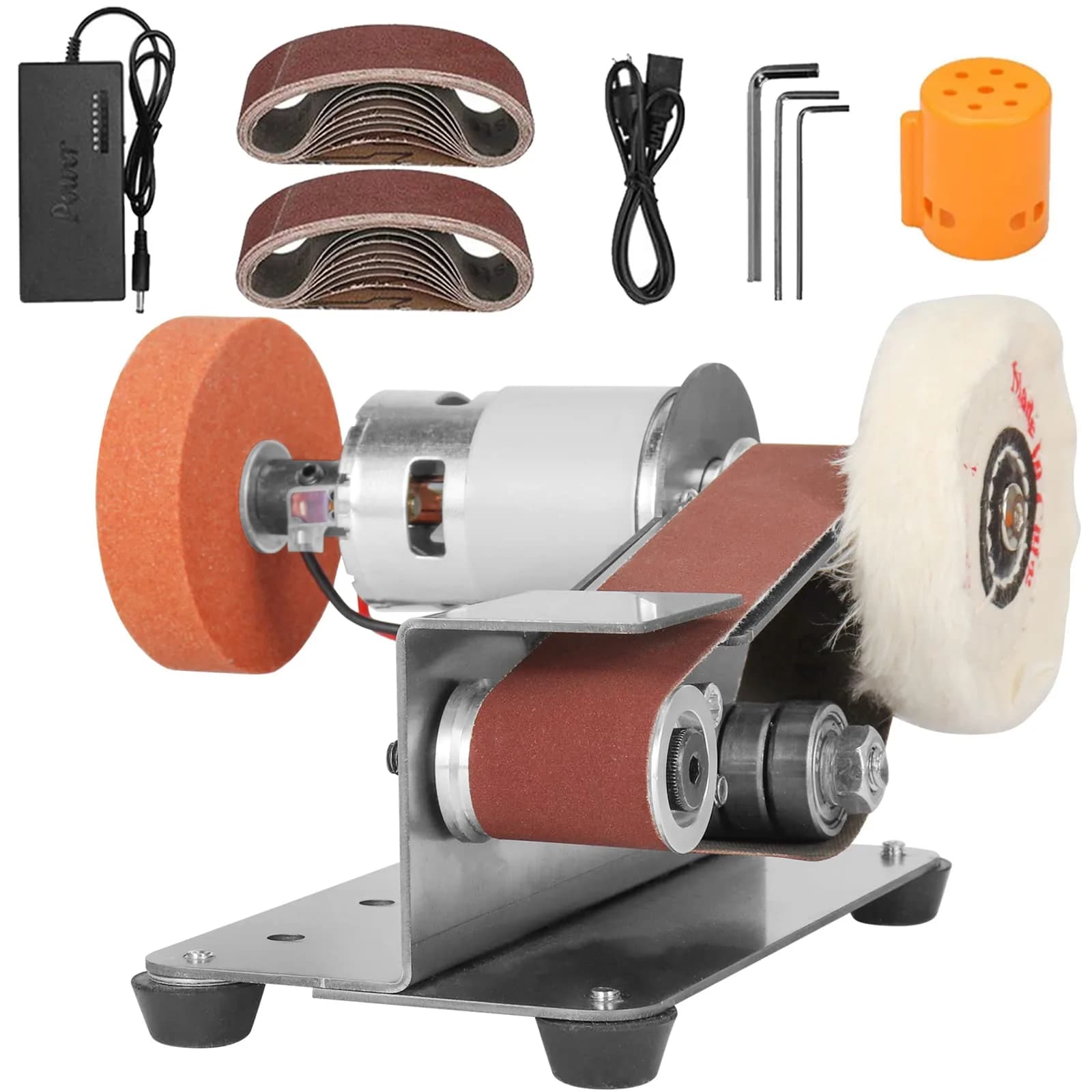 NuoDunco 3-in-1 Mini Belt Sander 7-Speed Knife Sharpener Bench Grinder | 110-220V, 7-Speed, Stainless Steel, 1.3kg - main product image