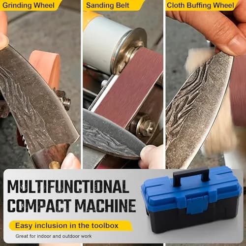 NuoDunco 3-in-1 Mini Belt Sander 7-Speed Knife Sharpener Bench Grinder | 110-220V, 7-Speed, Stainless Steel, 1.3kg thumbnail 4
