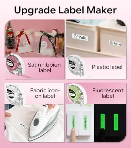 Phomemo P12 Bluetooth Label Maker Machine with Tape, Portable Mini Thermal Transfer Printer for Organizing, Pink (180g, 4.09" L x 3.52" W x 2.7" H) thumbnail 5