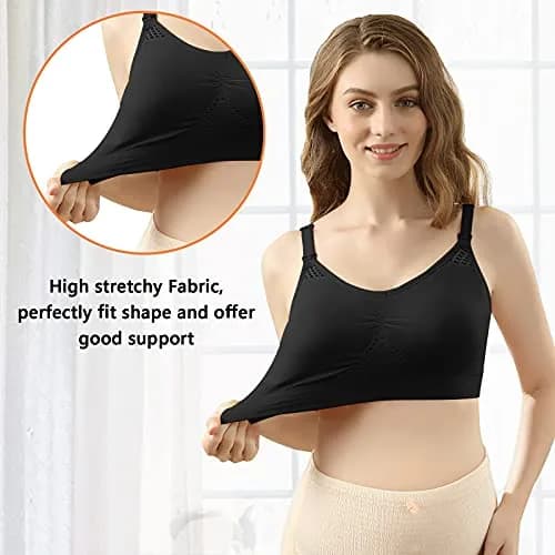 4HOW Hands-Free Pumping & Nursing Bra for Breastfeeding, Medium, 2-Pack (Black) | Adjustable Crossover Support thumbnail 5