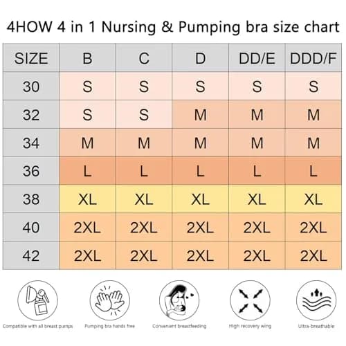 4HOW Pumping & Nursing Bra for Breastfeeding, Hands-Free Pumping, Adjustable Fit, Black+Beige, Large thumbnail 7