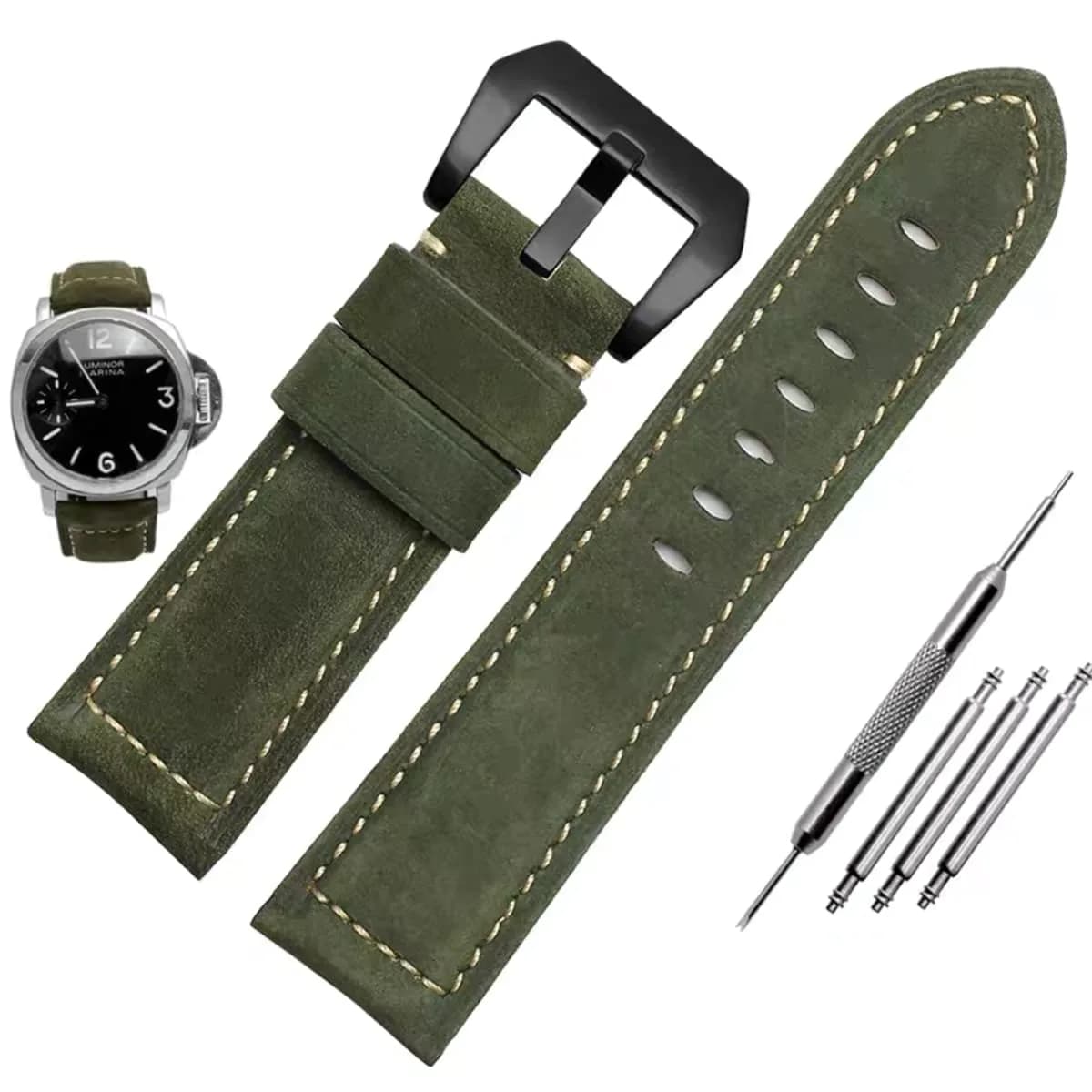 Niziruoup 24mm Leather Watch Band Vintage Genuine Leather Compatible with Panerai Men - main product image