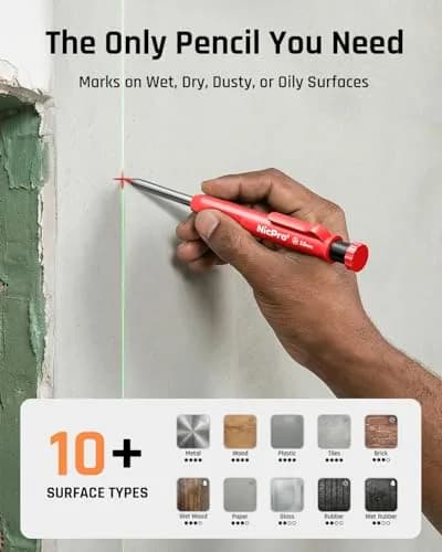 Nicpro 11 Pack Carpenter Pencils with Sharpener & Leads | 2.0mm & 2.8mm Line Sizes thumbnail 5