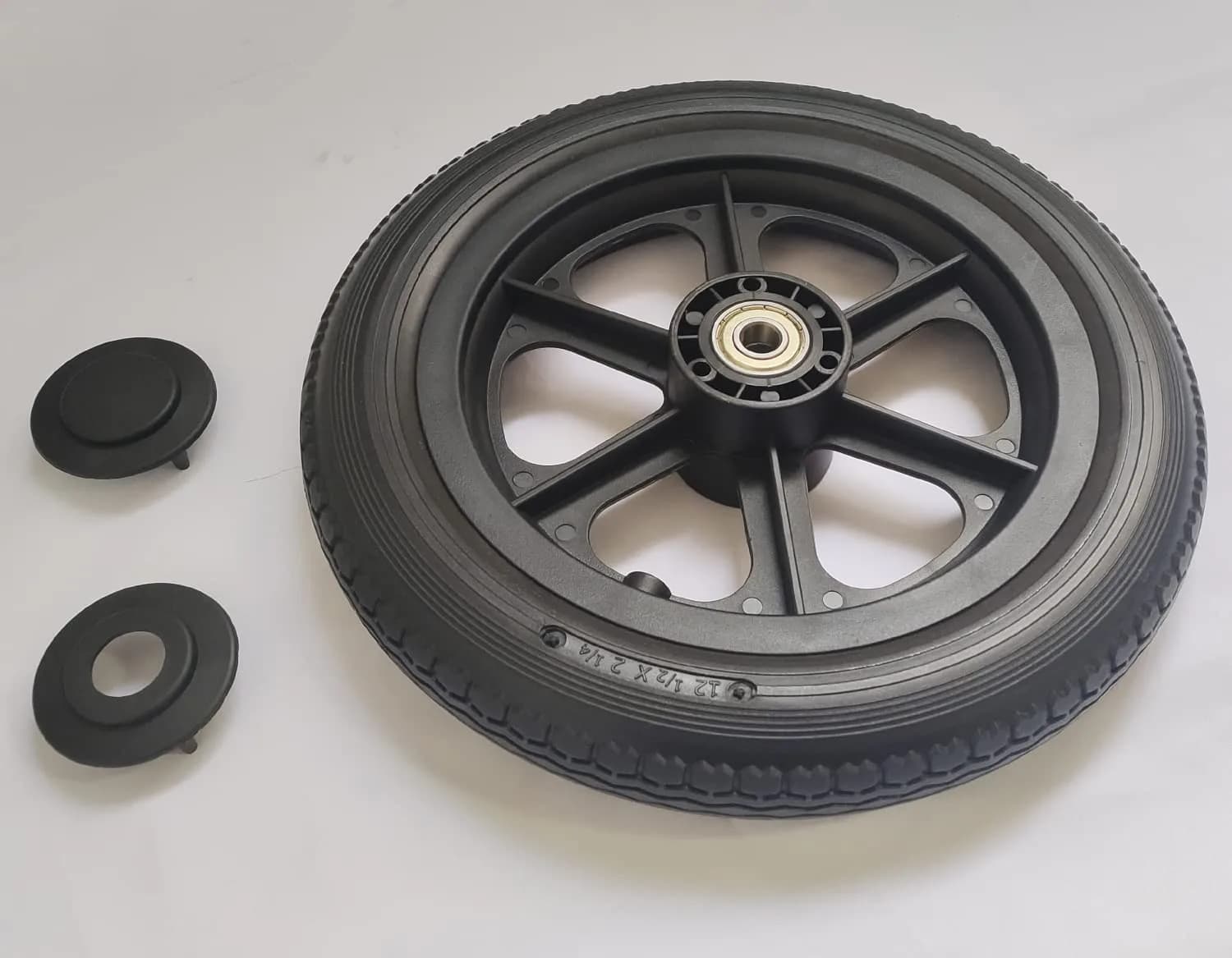 ComsenMed 12-inch Rear Wheel 30.48cm (12.5 x 2.25 inches) | Puncture-Proof Solid Urethane Foam Tire with Bearings - main product image