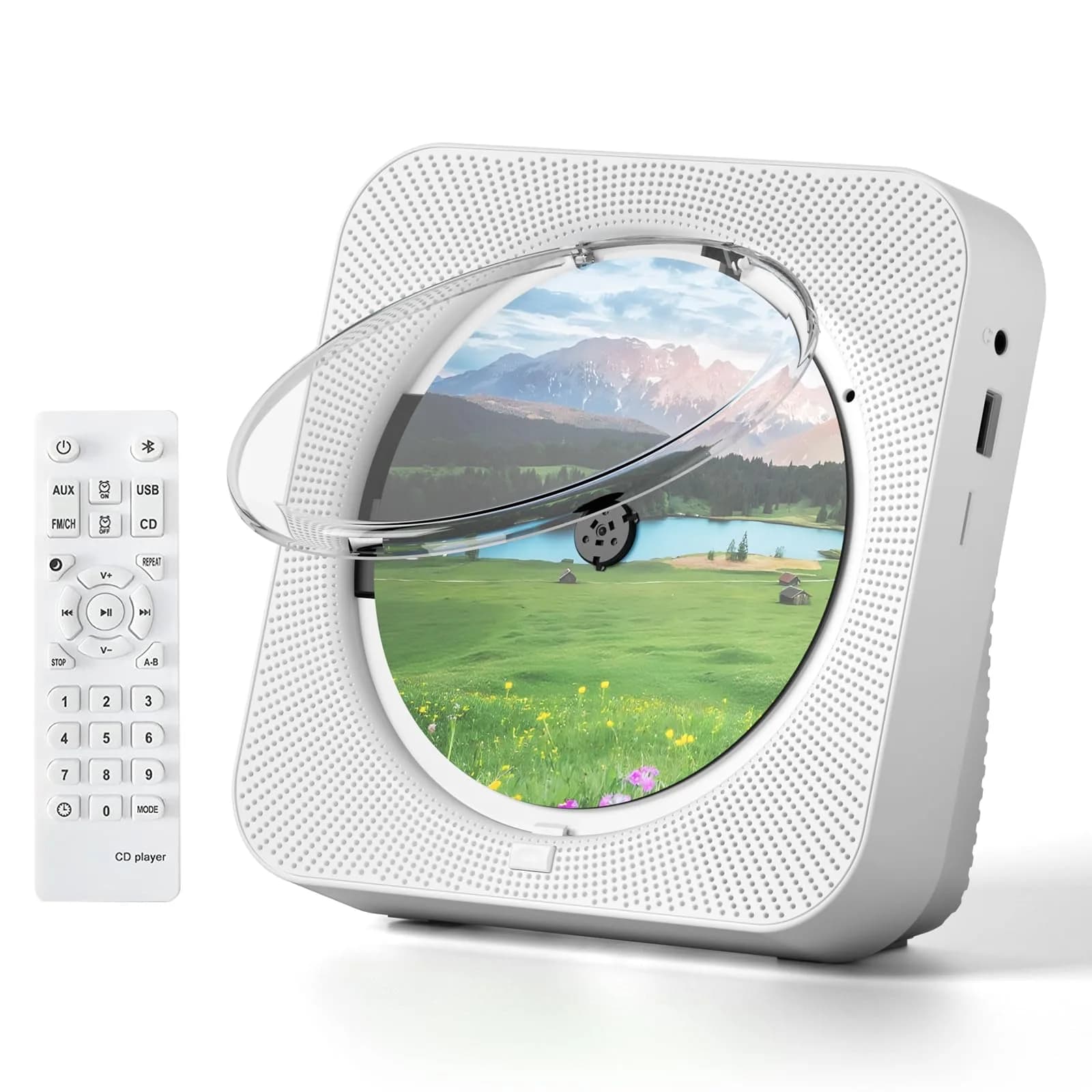MICOCIOUS Bluetooth CD Player with Speakers 16.7cm (6.57in) White | Desktop Kpop Music Player with FM Radio, AUX, USB, TF Card - main product image