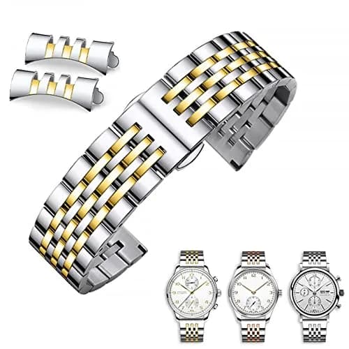 Niziruoup 19mm Stainless Steel Watch Band Two-Tone Silver Gold | Adjustable Metal Bracelet Strap for Smartwatches & Traditional Watches thumbnail 7