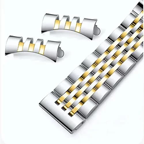 Niziruoup 19mm Stainless Steel Watch Band Two-Tone Silver Gold | Adjustable Metal Bracelet Strap for Smartwatches & Traditional Watches thumbnail 8