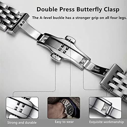 Niziruoup 19mm Stainless Steel Watch Band Strap Silver | Adjustable Metal Watch Bracelet Replacement Band for Men & Women thumbnail 3
