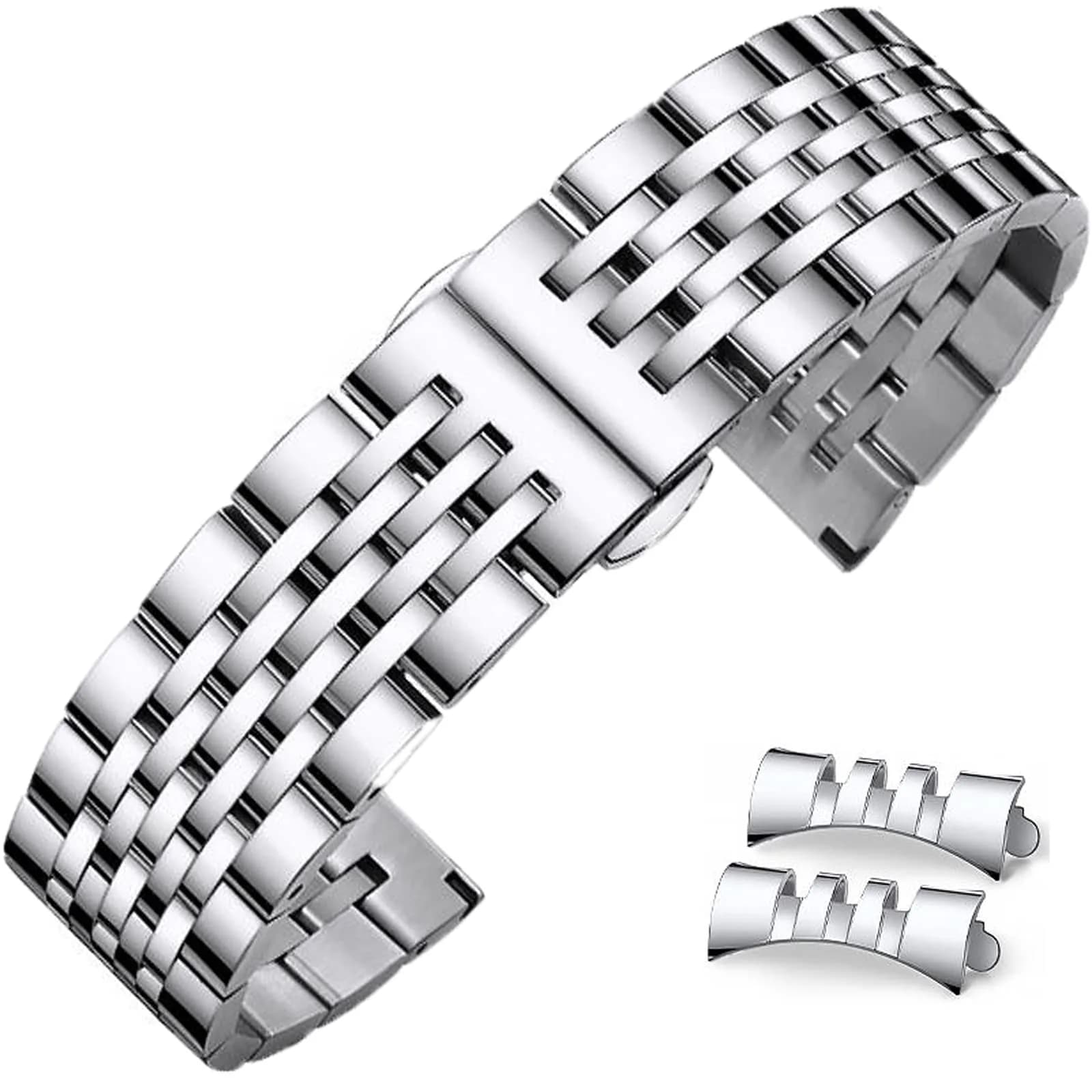 Niziruoup 20mm Stainless Steel Watch Band Strap Silver | Adjustable Size Watch Band - main product image