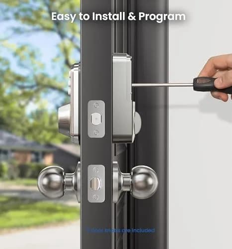 Veise KS01C Keyless Entry Deadbolt Door Lock with Knobs, Satin Nickel | ANSI/BHMA Grade 3 Certified, 20 User Codes + Keys thumbnail 9