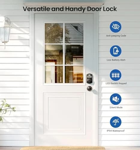 Veise KS01C Keyless Entry Deadbolt Door Lock with Knobs, Matte Black | 20 User Codes, Auto Lock, IP54 Weatherproof thumbnail 4