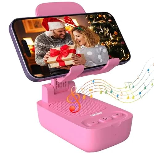 comiso Phone Stand with Bluetooth Speaker, Pink | HD Stereo, Adjustable & Portable (70-120c) thumbnail 1