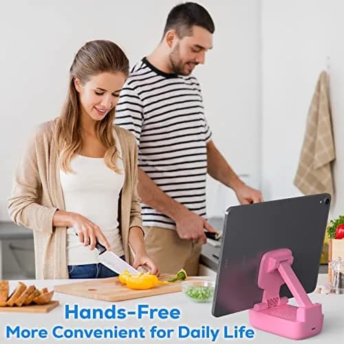 comiso Phone Stand with Bluetooth Speaker, Pink | HD Stereo, Adjustable & Portable (70-120c) thumbnail 6