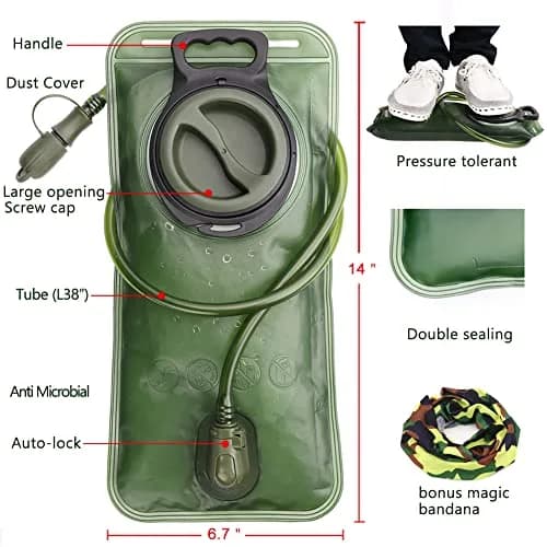 CHERAINTI 1.5L Hydration Bladder | 1.42 L (1.5 L) Water Reservoir for Hiking Backpacks thumbnail 2