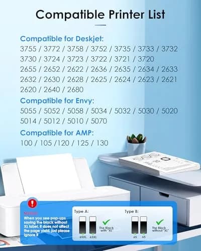 TECKKIN 65XL Black Ink Cartridge Replacement for HP 65 Black Ink Cartridge | High Yield, Compatible with HP Deskjet & Envy Series thumbnail 2