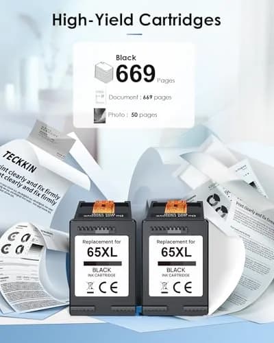 TECKKIN 65XL Black Ink Cartridge Replacement for HP 65 Black Ink Cartridge | High Yield, Compatible with HP Deskjet & Envy Series thumbnail 3