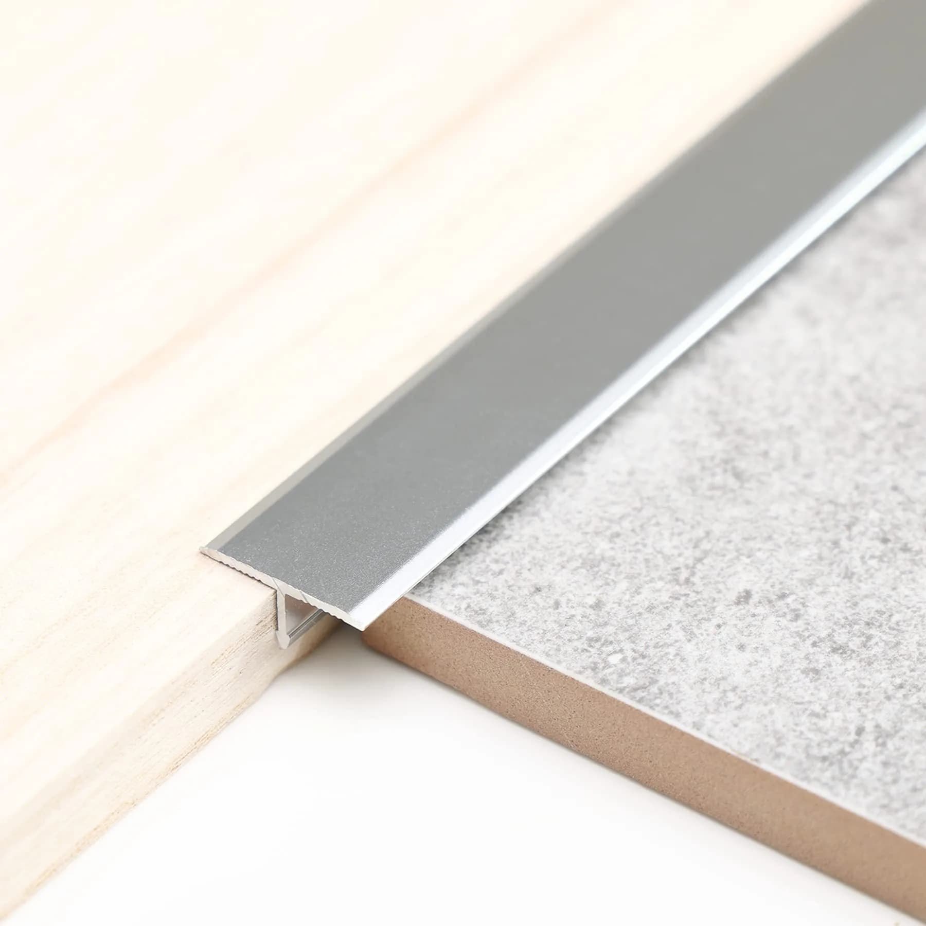 Trimold Aluminum T Molding Floor Transition Strip 2.9Ft Matte Silver | Seamless Floor Gap Bridging — Matte Silver / 2.9ft x 0.8in