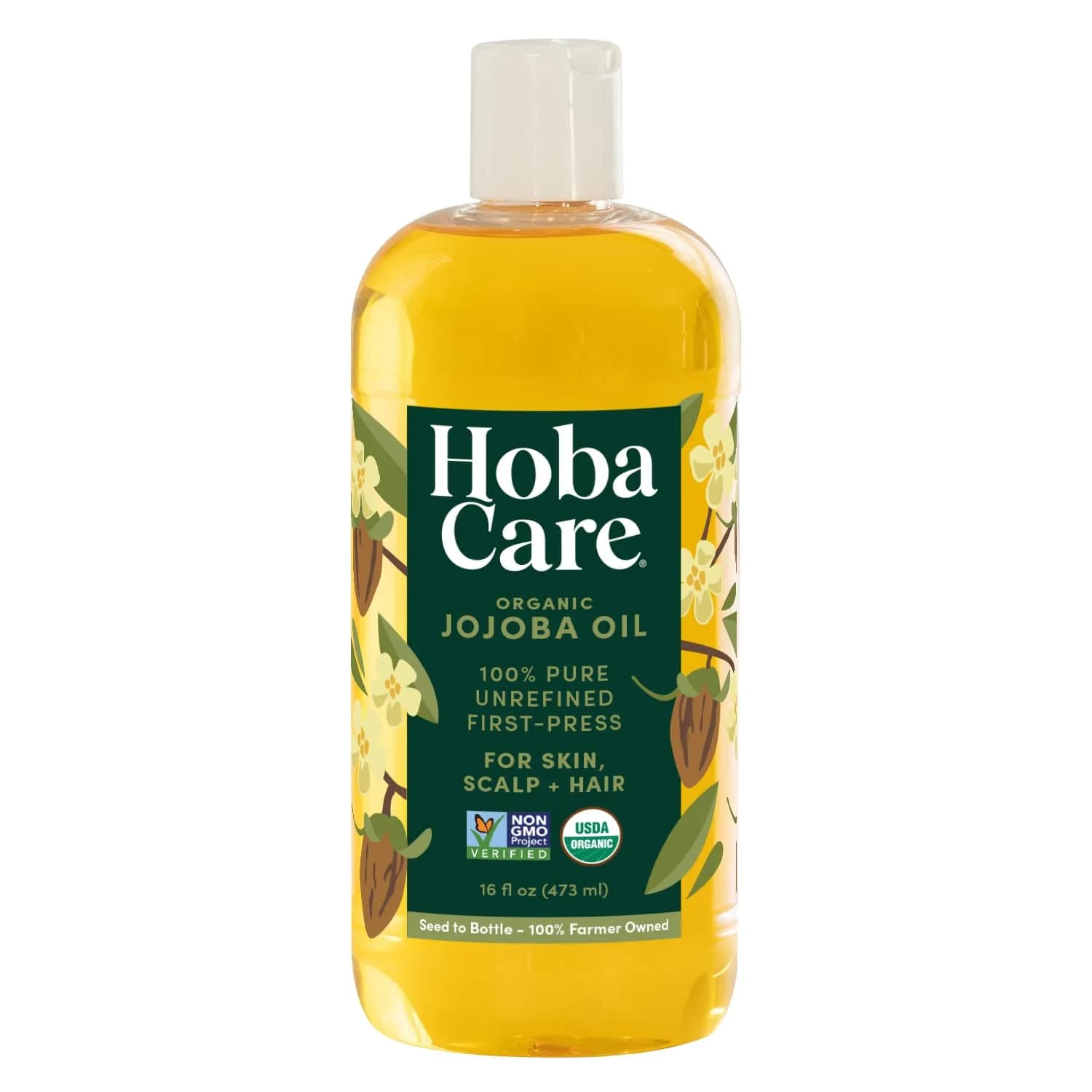 HobaCare Organic Jojoba Oil 16 oz | Moisturizing & Hair Care for All Skin Types - main product image