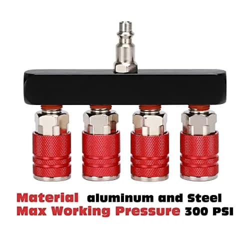AIRTOON 2PCS 4-Way Straight Air Manifold Splitter with 4 Couplers & 1/4" MNPT Plug | Aluminum & Brass Fittings thumbnail 5
