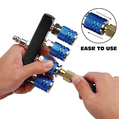 AIRTOON 2PCS 4-Way Straight Air Manifold Splitter with 4 Couplers & 1/4" MNPT Plug | Aluminum & Brass Fittings thumbnail 6
