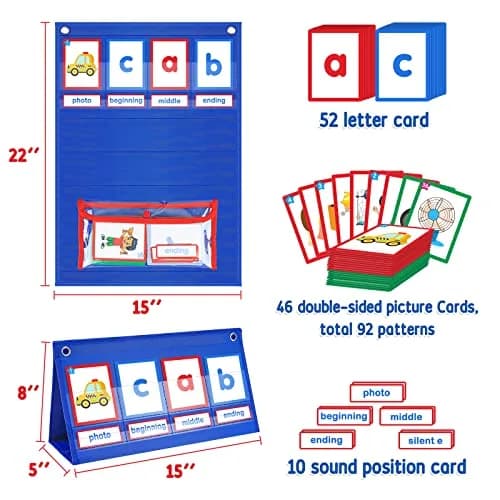 AKAYOK CVC Word Building Desktop Pocket Chart with 108 Phonics Flash Cards | Early Reading & Spelling Alphabet Learning Tools for Preschool, Kindergarten, Homeschooling thumbnail 4