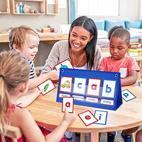 AKAYOK CVC Word Building Desktop Pocket Chart with 108 Phonics Flash Cards | Early Reading & Spelling Alphabet Learning Tools for Preschool, Kindergarten, Homeschooling thumbnail 7